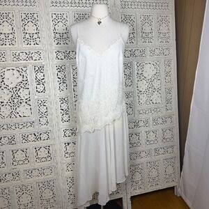 Delicated Cream Lace Asymmetric Sleeveless Lingerie Night Gown Romantic Angel
